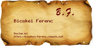 Bicskei Ferenc névjegykártya
